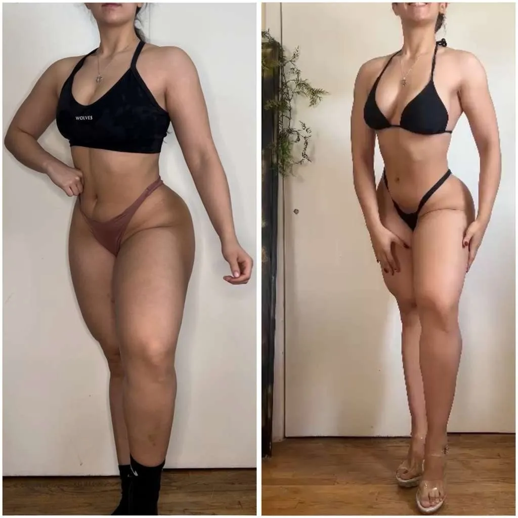 Evolução de aluna GNTEAM — frente, antes e depois